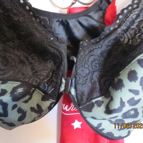 Like New 46F Wonderwire By Glamorise Front-Close Leopard Underwire Bra - Picture 3 of 4